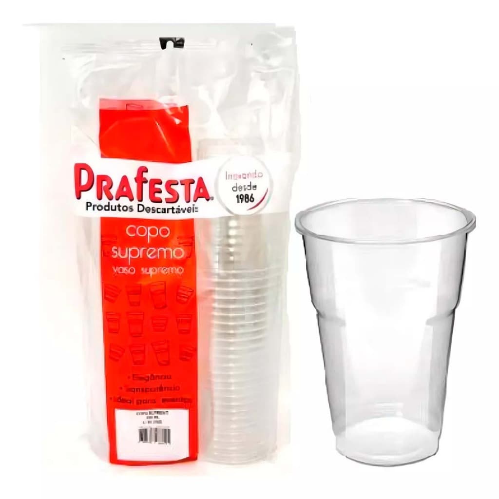 50 Copo Descartável 200ml Supremo Cristal Semi Acrílico Prafesta Bebidas Drink Doces