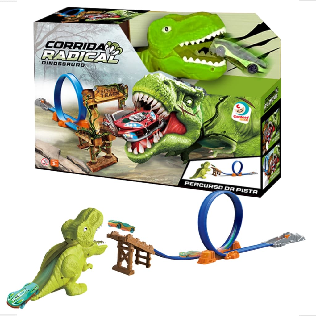 Pista Carrinho Dino Dinossauro Looping Duplo 360 De Montar Compátivel Carrinhos Hot Wheels