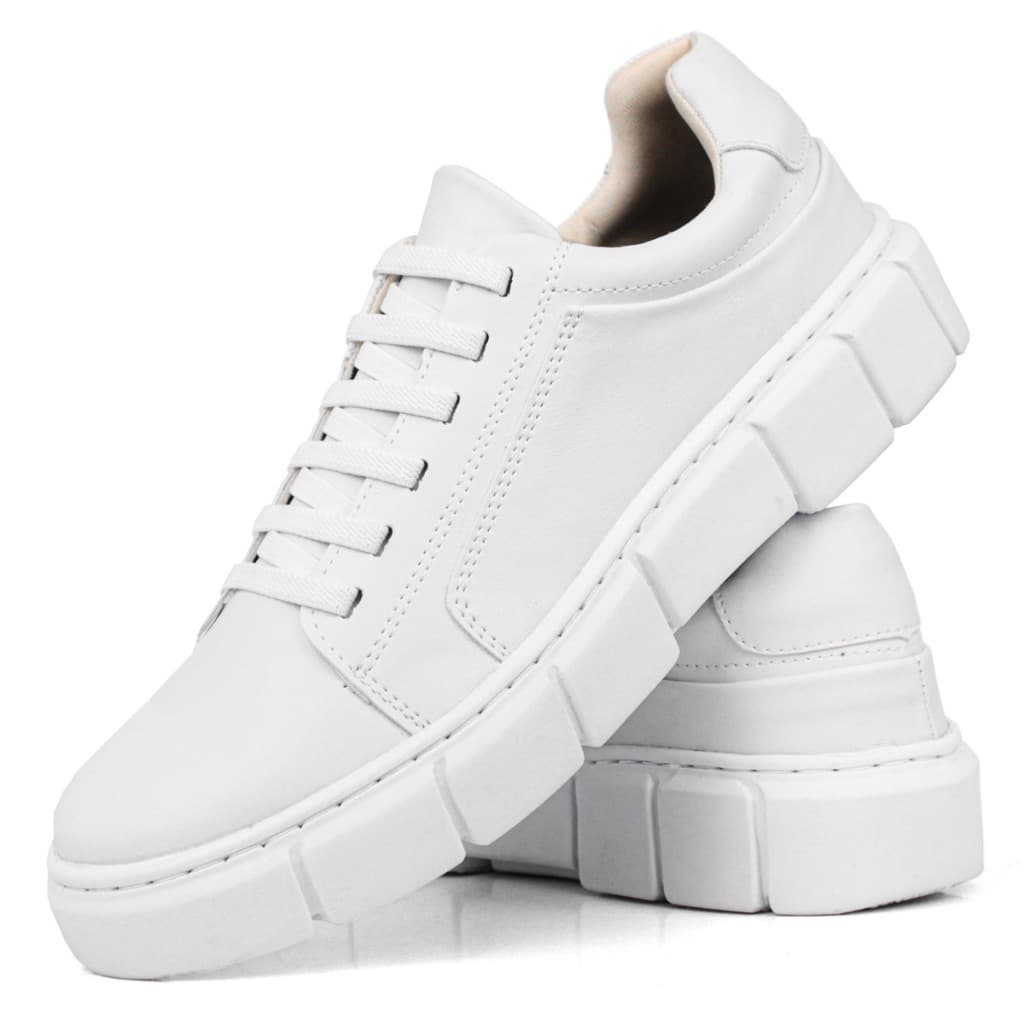 Tênis Masculino Branco  Casual Estiloso Sola Alta Sneaker Chunky