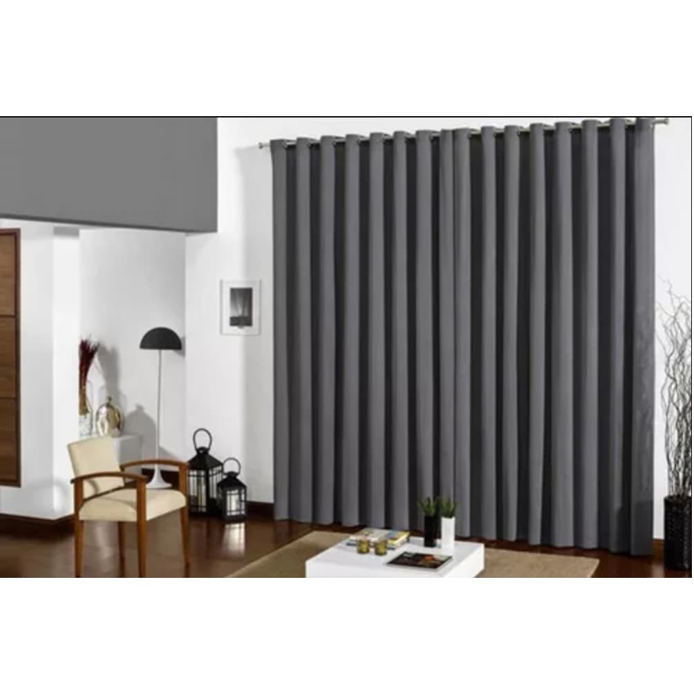 Cortina Tecido Blackout LUXO CINZA  Sala e Quarto 3.00x2.60 Tecido Importado Grosso Corta Luz Blecaute