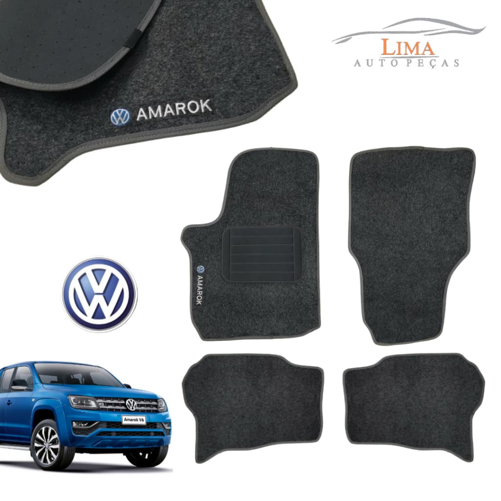 Jogo de Tapetes Carpete 4 ou 2 Pçs  Amarok 2011 em Diante - Logo Bordado -