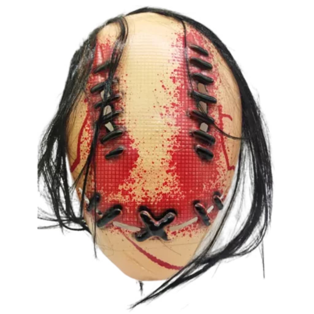 Máscara Halloween Leatherface Sem Rosto Com Cabelo