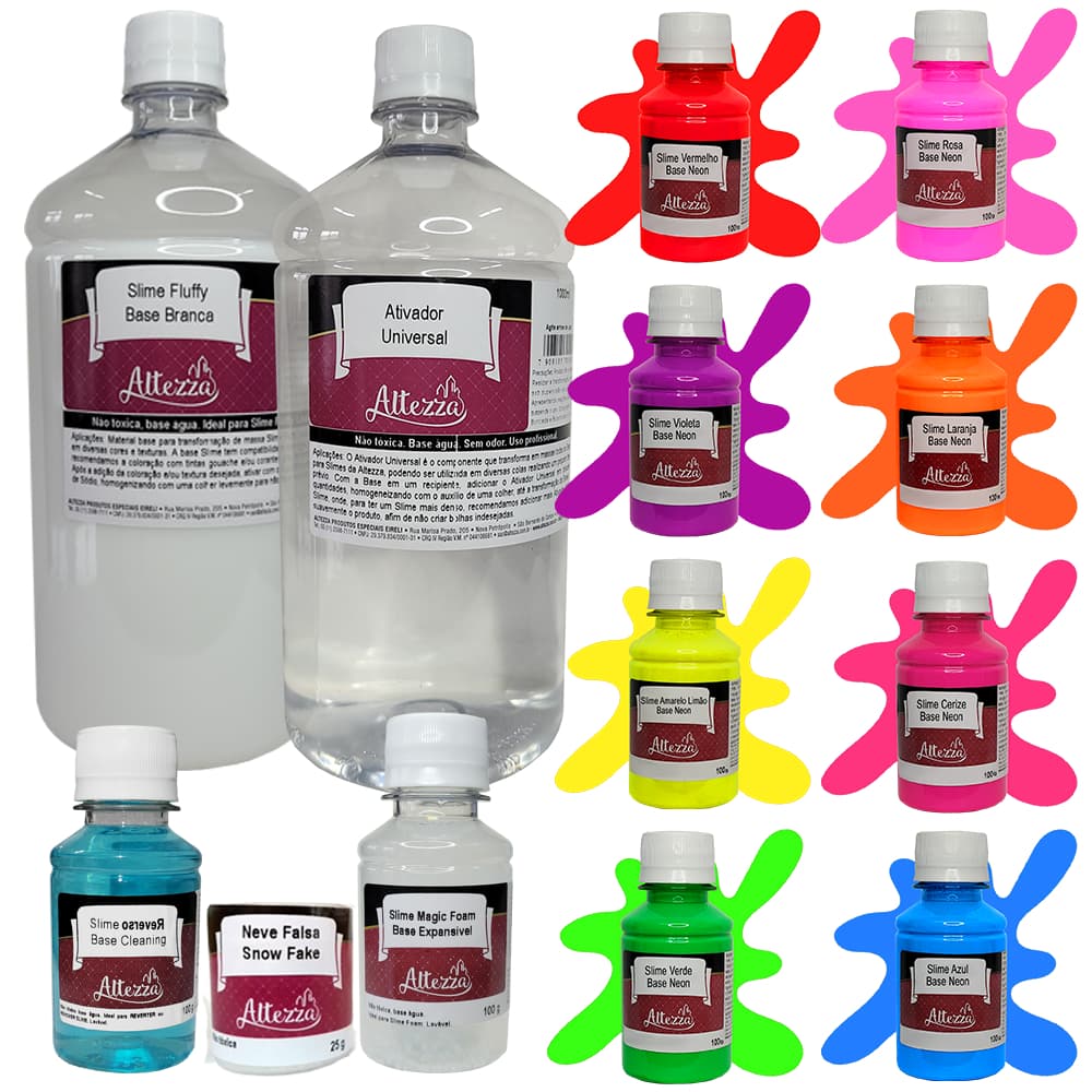 Kit Completo Para Fazer Slime Neon Super Altezza - Criativo DIY Slimes Factory - Kit Slime Completo - Fazer Slimes
