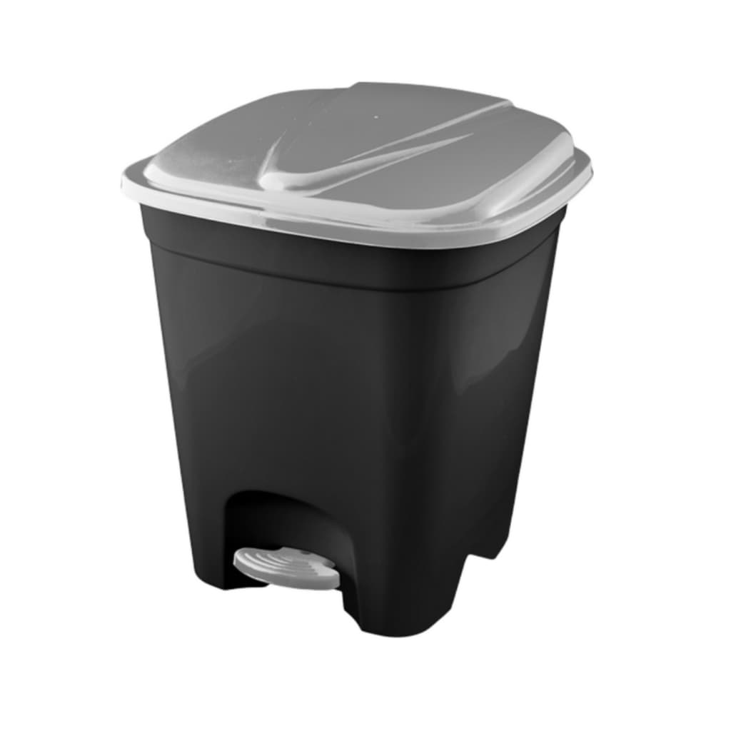 Lixeira para Cozinha 14 Litros com Pedal Preto e Cinza