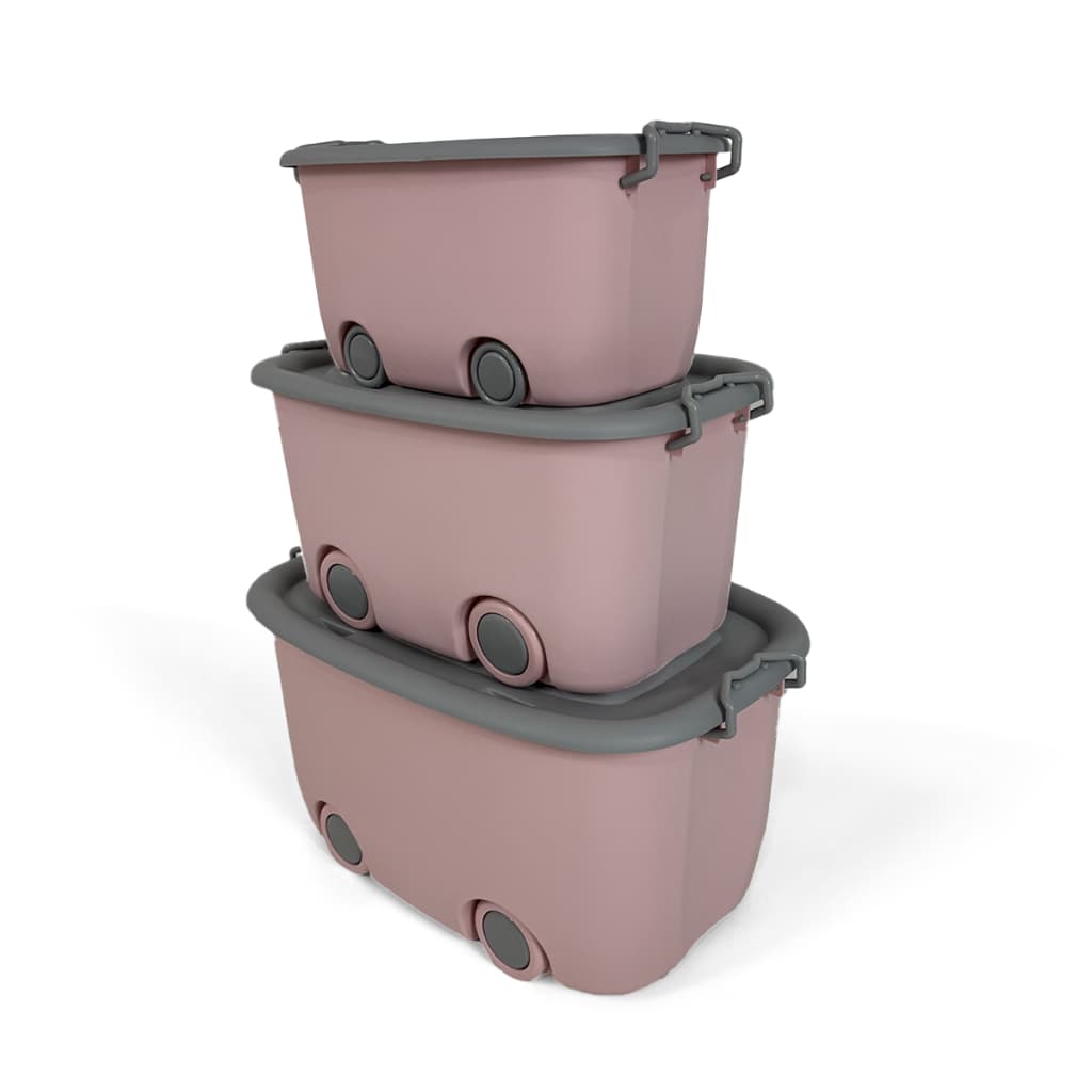 Cesta de Armazenamento para Crianças: Kit Prático com Conjunto de 3 Caixas Empilháveis (P, M e G).