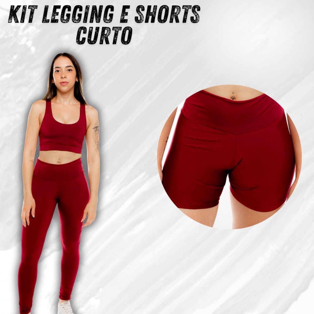 Kit C/ 2 Peças 1 Legging 1 Short Curto  Moda Academia