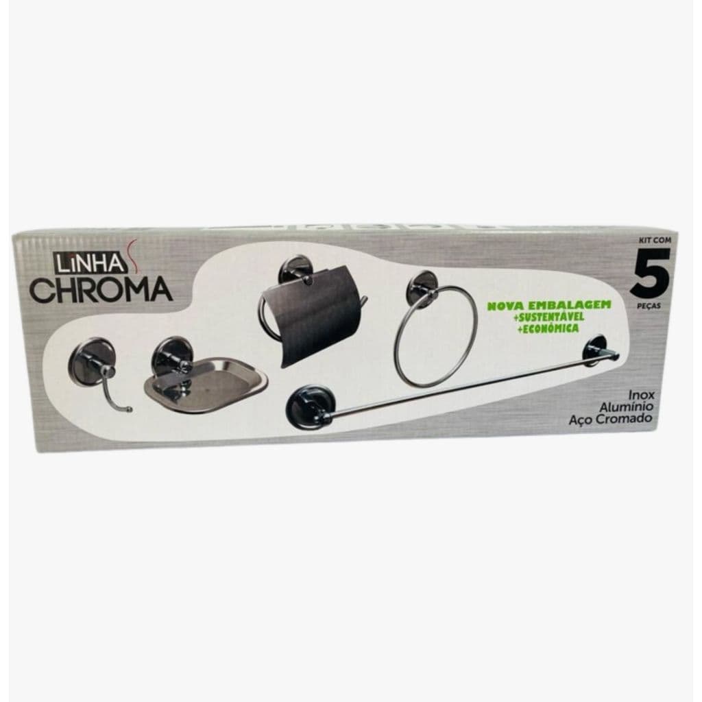 Kit Acessórios Para Banheiro cromado  peças original 5 Peças 100% metal aço inox