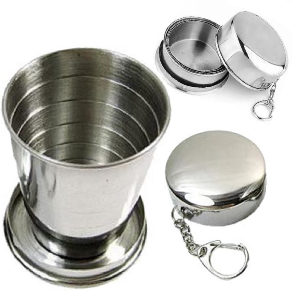 Copo Chaveiro Dobrável Retrátil Reutilizável De Inox 140 Ml