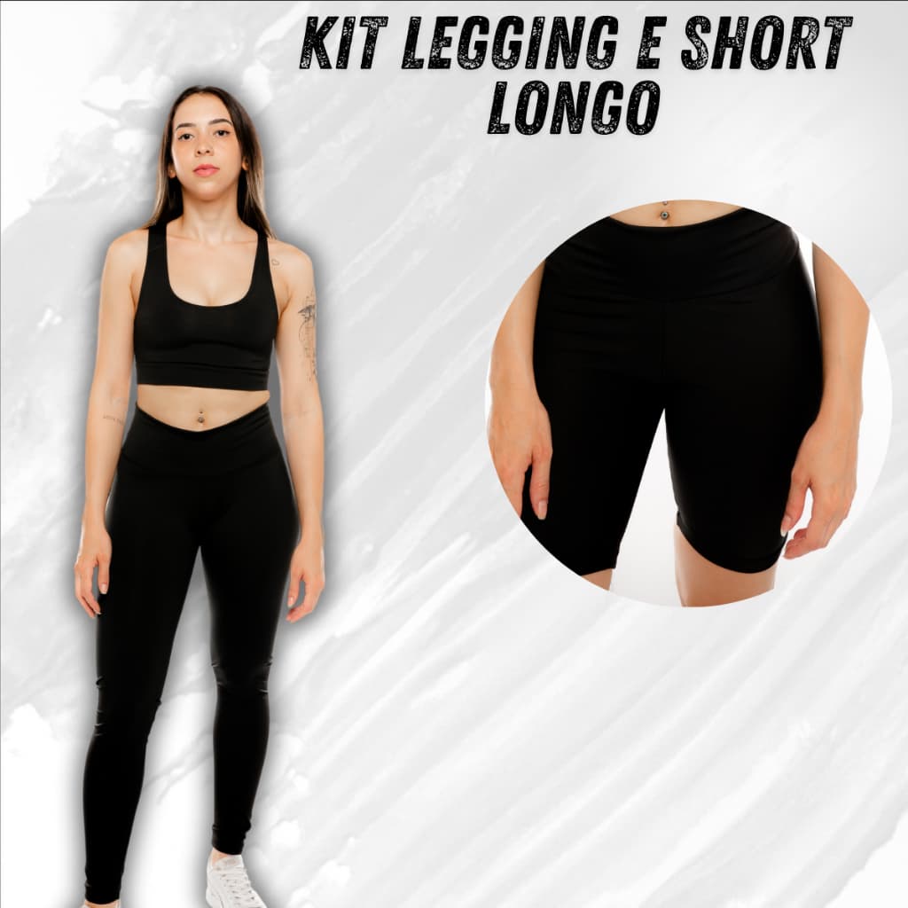 Kit 1 Legging + 1 Short Longo academia moda fitness