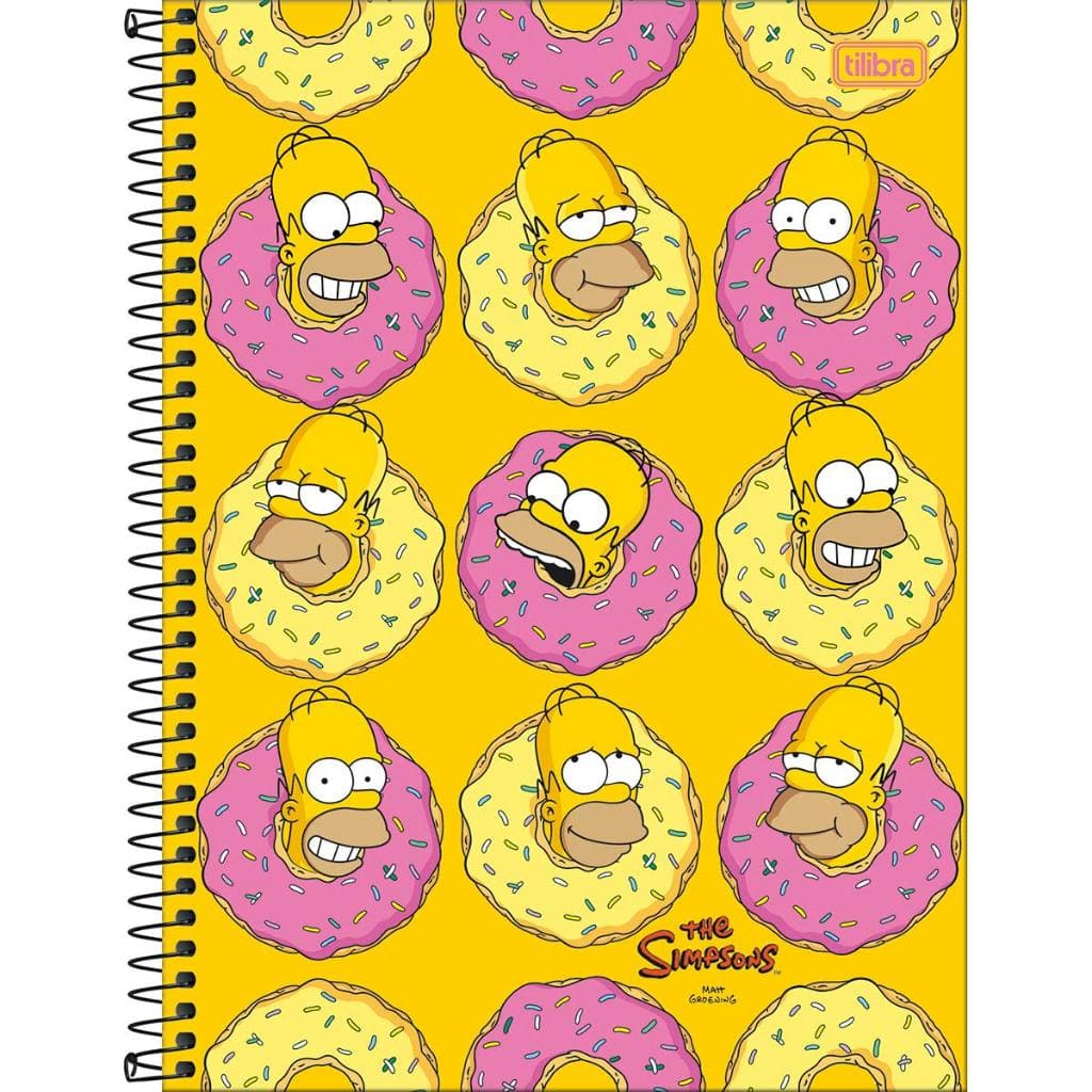 Caderno Simpsons Espiral Capa Dura Universitário 10 Matérias 160 Folhas Tilibra