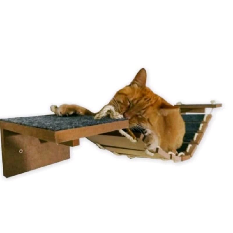 Ponte Rede Redinha para gatos com duas prateleiras com carpete  MDF 15mm