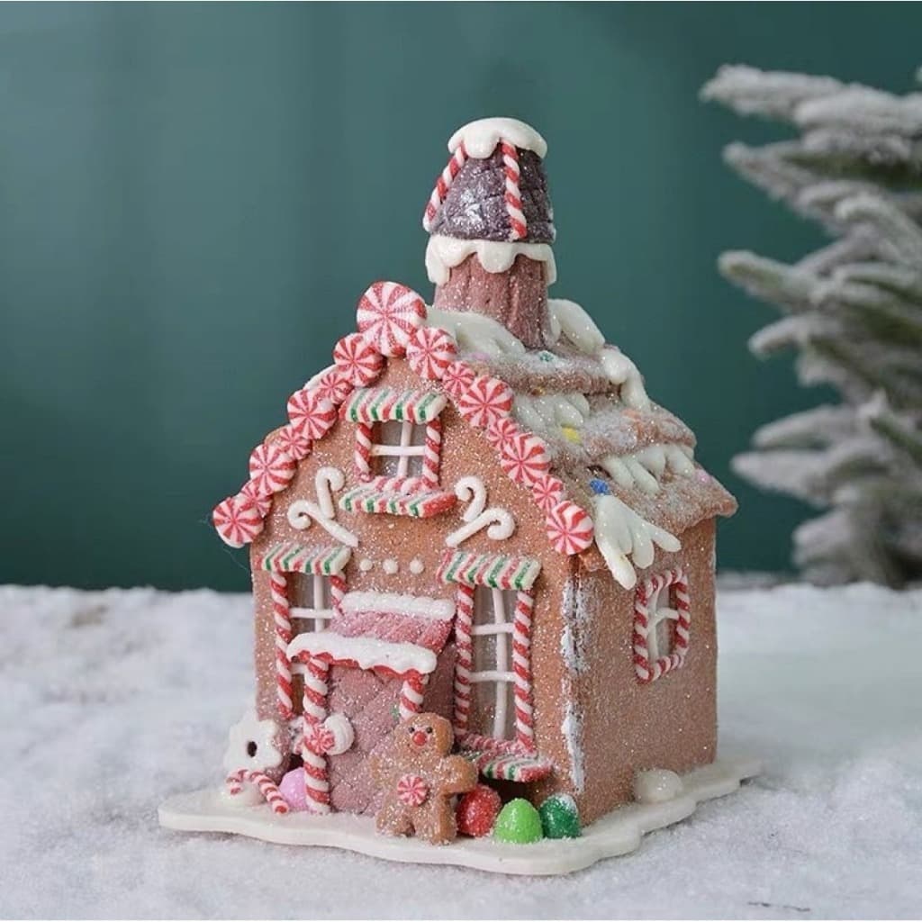 Enfeite Natalino Casa de Biscoito do Papai Noel 18cm - Decoração Natalina