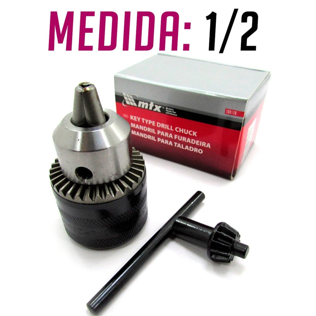 Mandril Para Furadeira Com chave 1,5-13mm Rosca 1/2 - Mtx