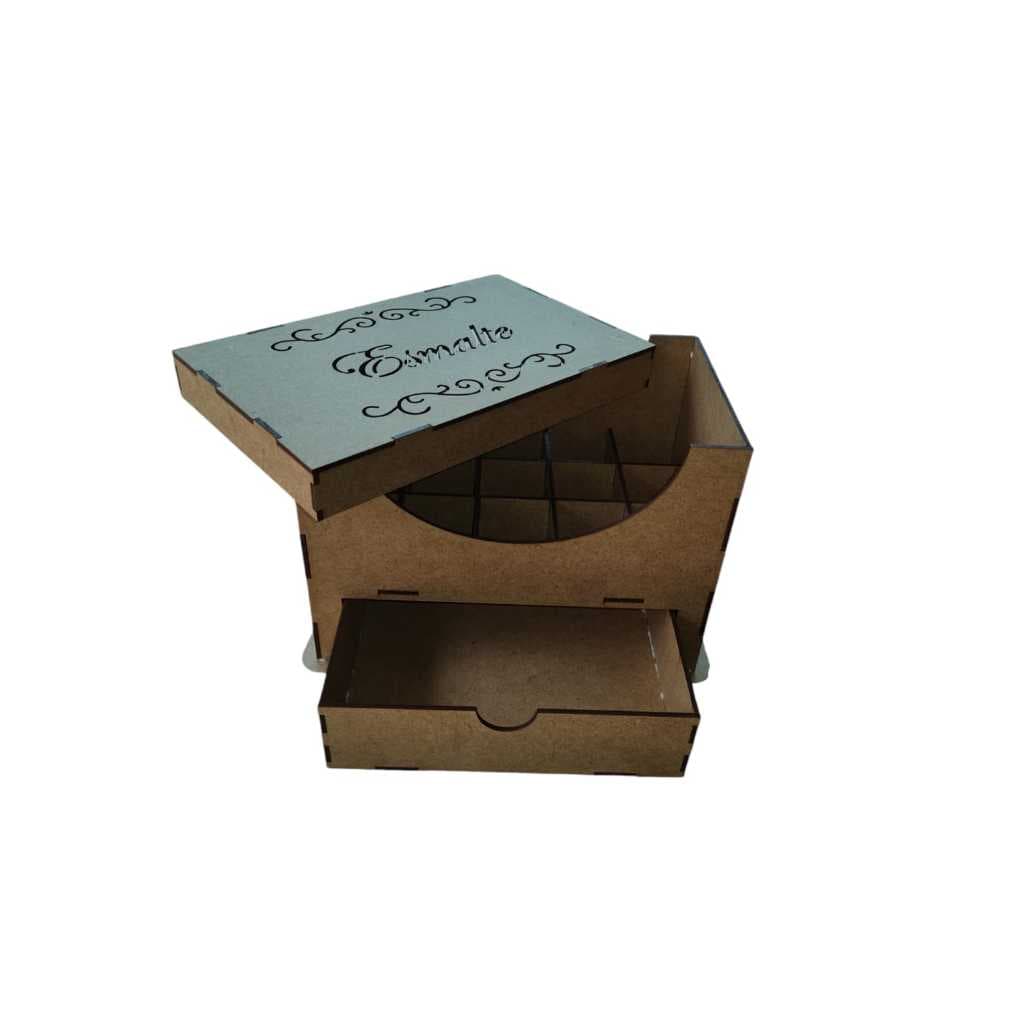 Porta Esmaltes Com Divisórias Para 15 Esmaltes Em Mdf Crú