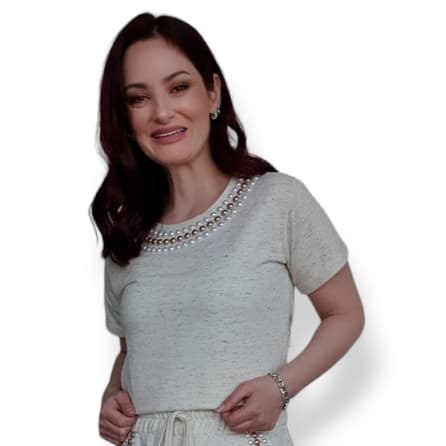Blusinha Linho Botonê Bordada Pérolas Feminina Moletom Manga Curta