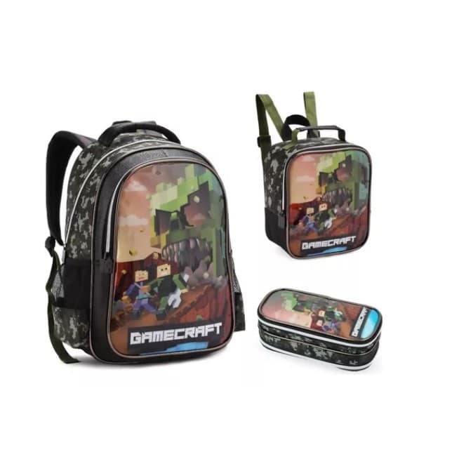 kit mochila costa lancheira e estojo lançamento novo