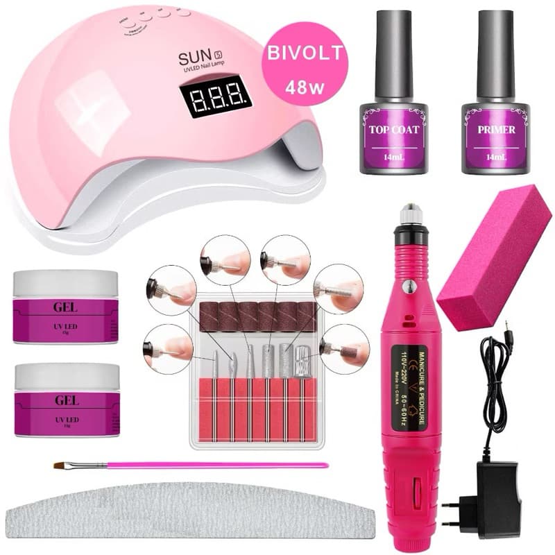 Kit Unhas Alongamento Banho De Gel Completo