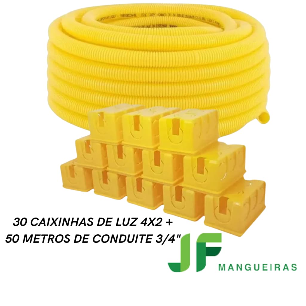 Kit Com 30 Caixinha De Luz 4x2 + 50m Conduíte 3/4 Corrugado