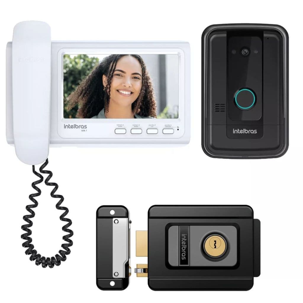 Video Porteiro Interfone Campainha Intelbras Tela 7 Polegadas Bivolt e Fechadura Fx 1500