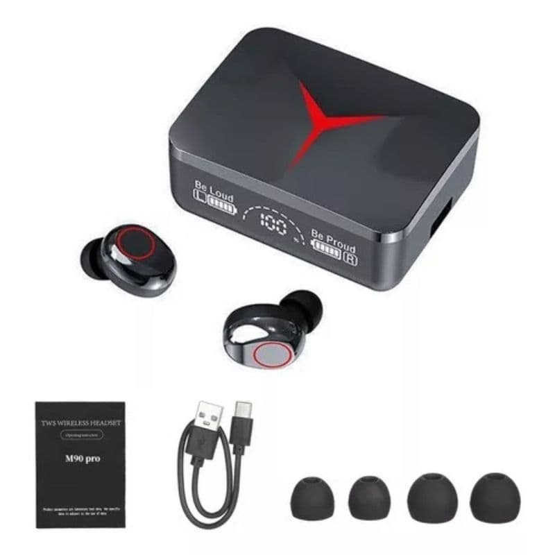 TWS M90 Pro Gamer Fone Bluetooth Sem Fio Com Microfone e Display LED Powerbank Fone de Ouvido M10