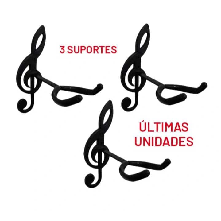 3 Suportes para Violão de Parede; Guitarra; Uculelê; Baixo; Viola