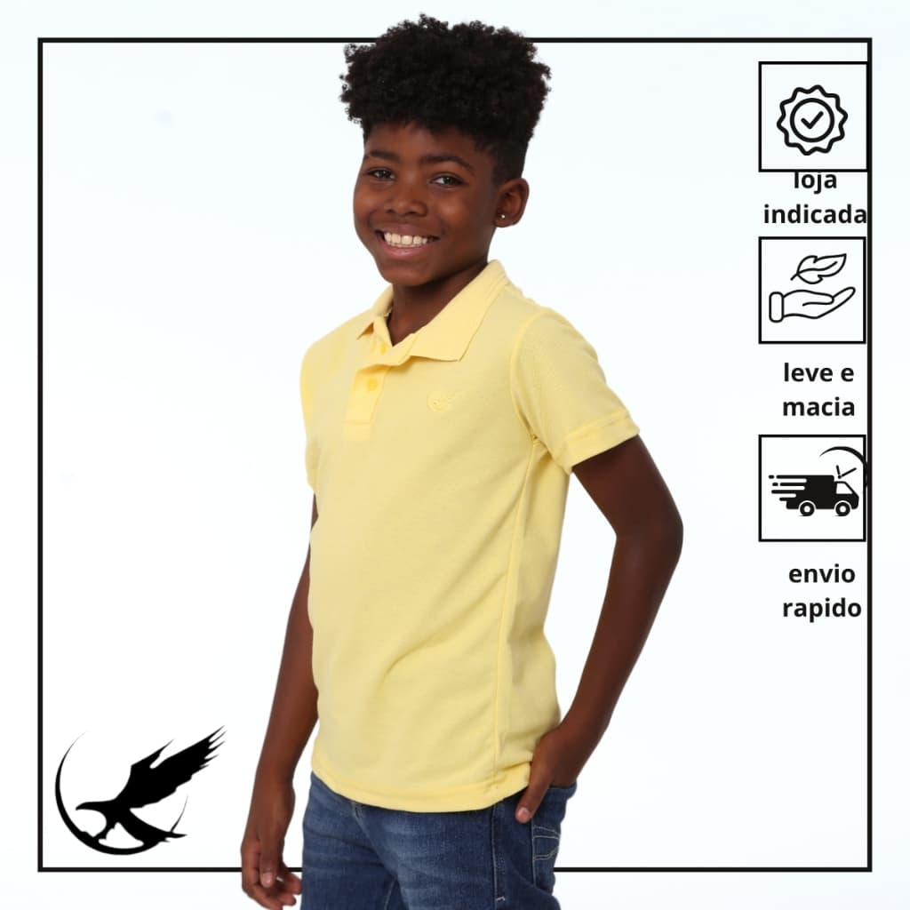 Camisa Gola Polo Infantil Manga Curta Piquet Premium De Alta Qualidade