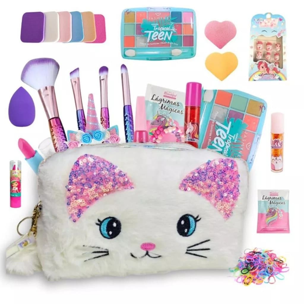 Kit maquiagem Bolsinha com Pinceis  completo