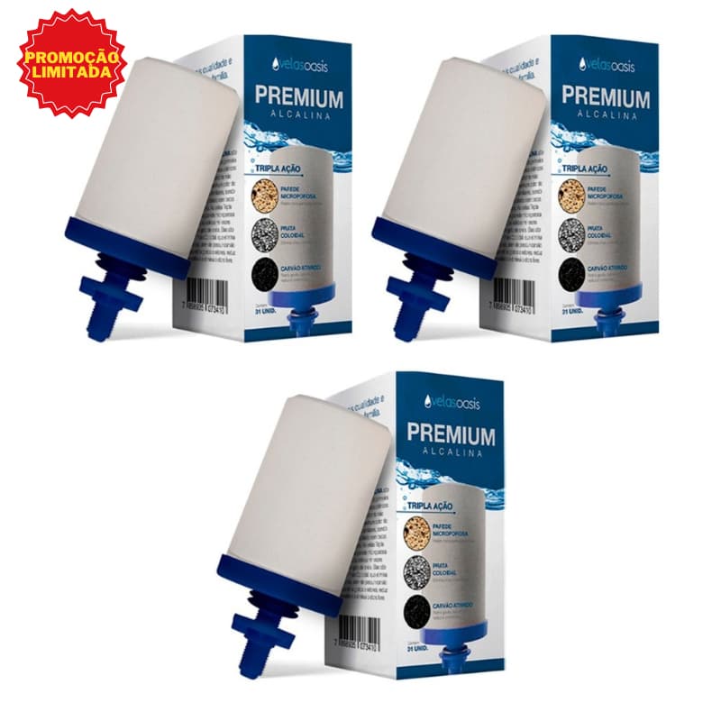 Kit Velas Para Filtro Barro Alcalina Prata Coloidal Premium Tripla Ação Oasis Promoção