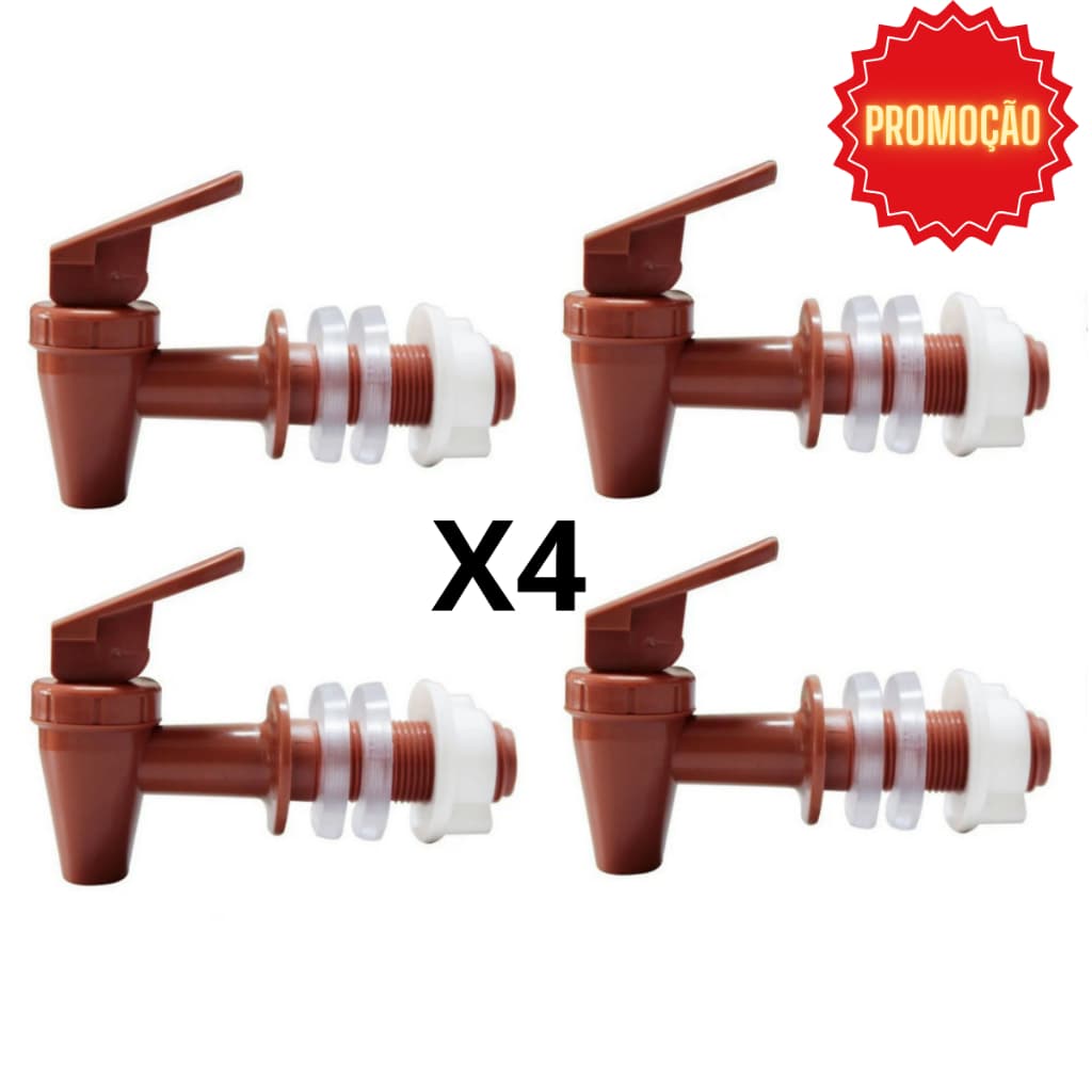 Kit 4 Torneiras Marrom Toque Para Filtro De Barro Bebedouro De Agua Por Gravidade Promoção