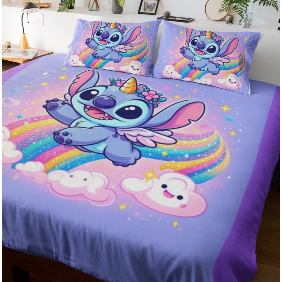 Quarto Completo do Stitch Unicórnio Lençol Manta Cortina Escolha os seus Itens Favoritos