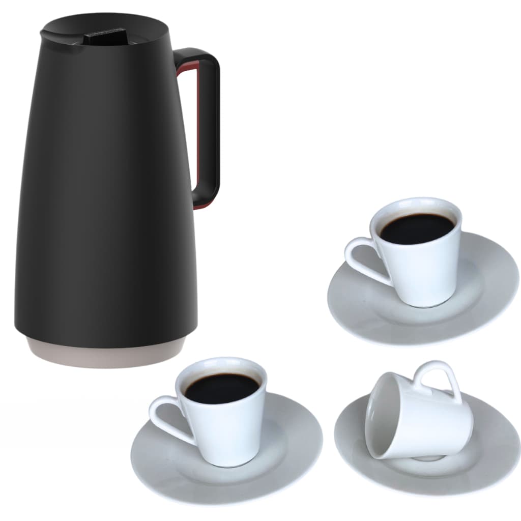 Garrafa Bule Térmico 0,5l Café Tramontina C/ Xícaras E Píres