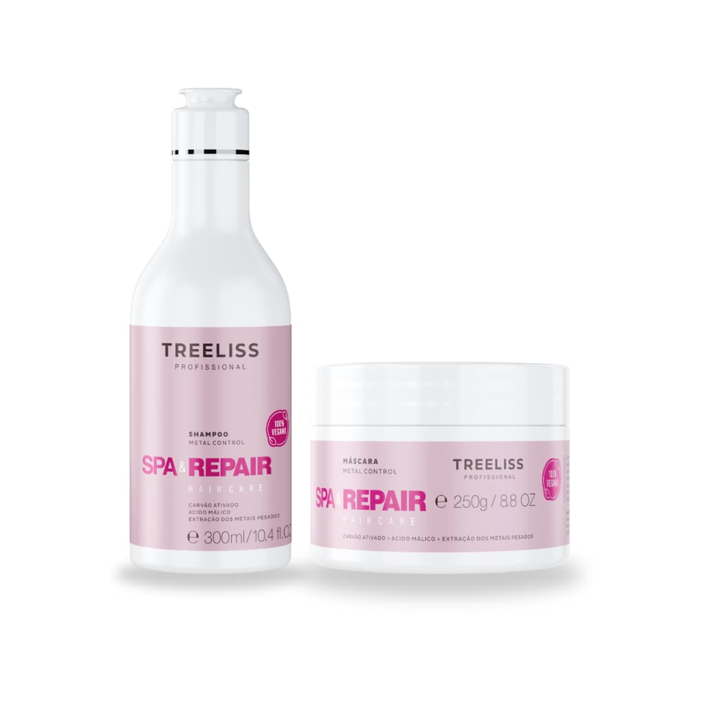 Kit de Carvão  Reconstrução Capilar Shampoo e Máscara Spa e Repair