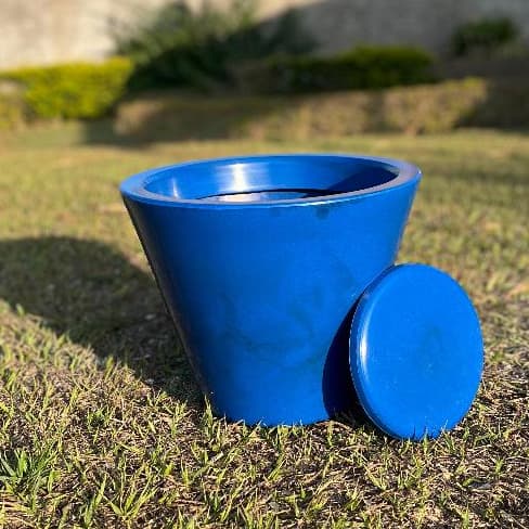 Vaso De Planta Decorativo Em Polietileno Petra Cone N2 C/ Prato