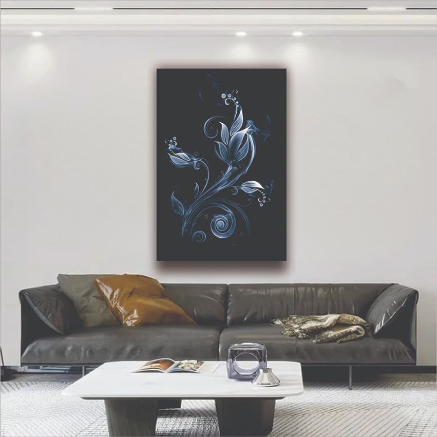 Quadro Decorativo Flores Floral Fundo Preto Abstrato Quarto 1 pç