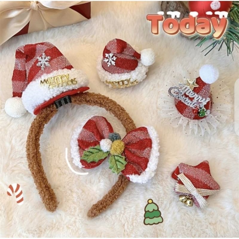 Chapéu de Natal grampo de cabelo linda menina coração grampo de cabelo acessórios de cabelo franja clipe