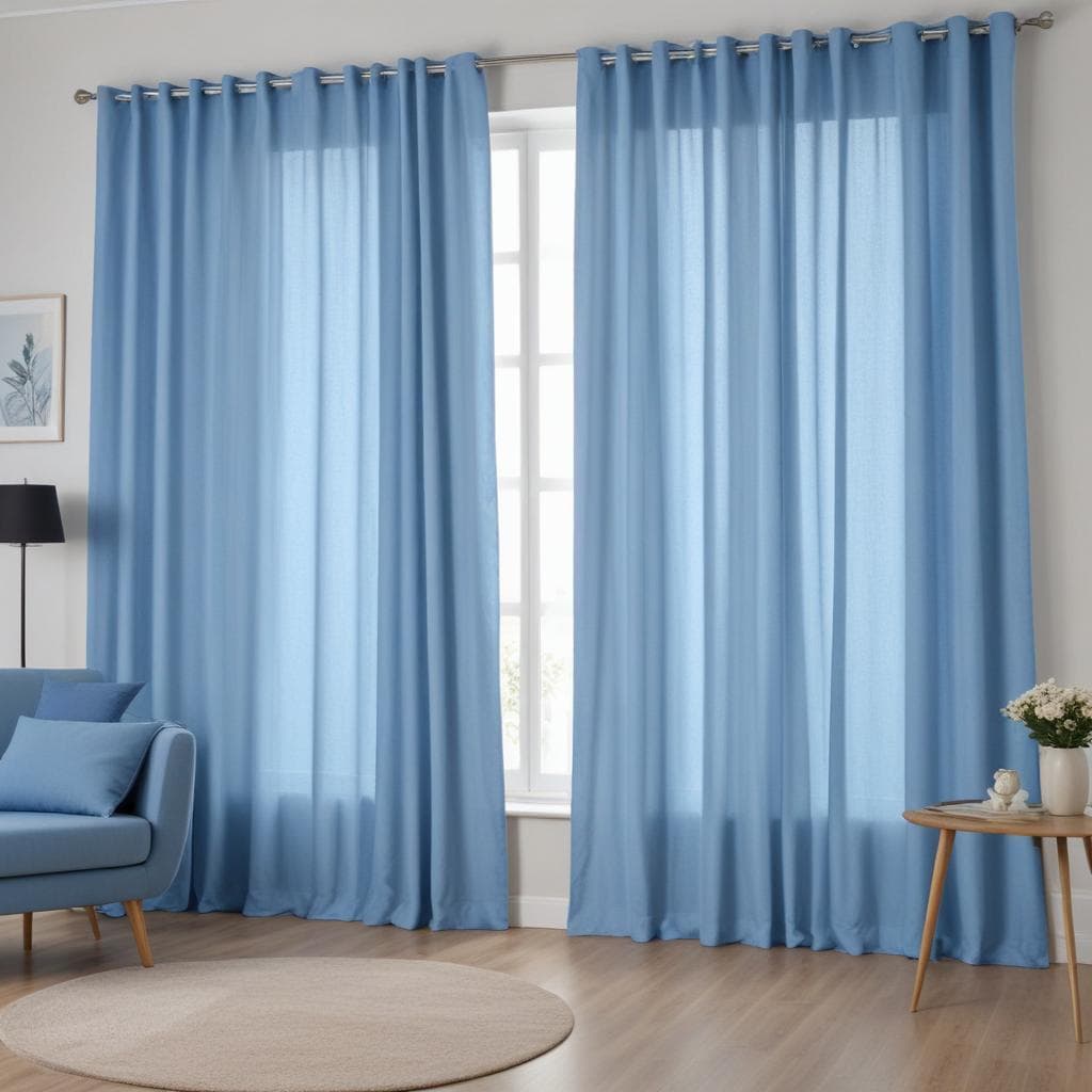 Cortina Semi-Blackout Para Sala e Quarto 3.00m x 2.50m - Azul Bebê