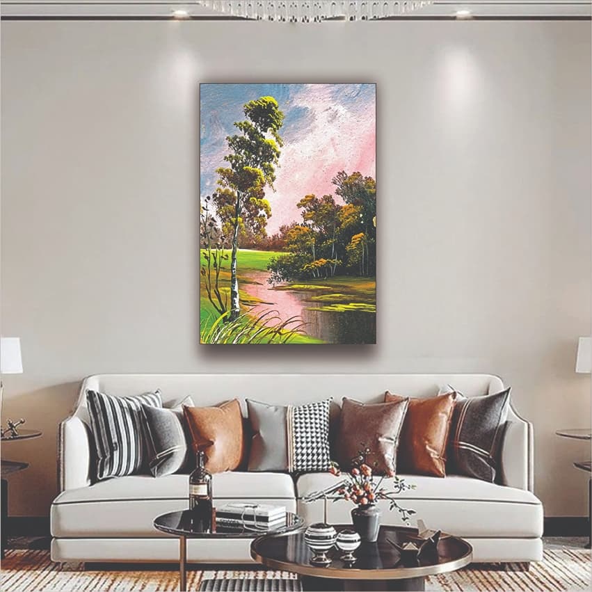 Quadro Decorativo Paisagem Pintura Árvore Sala Quarto Casa 1 pç
