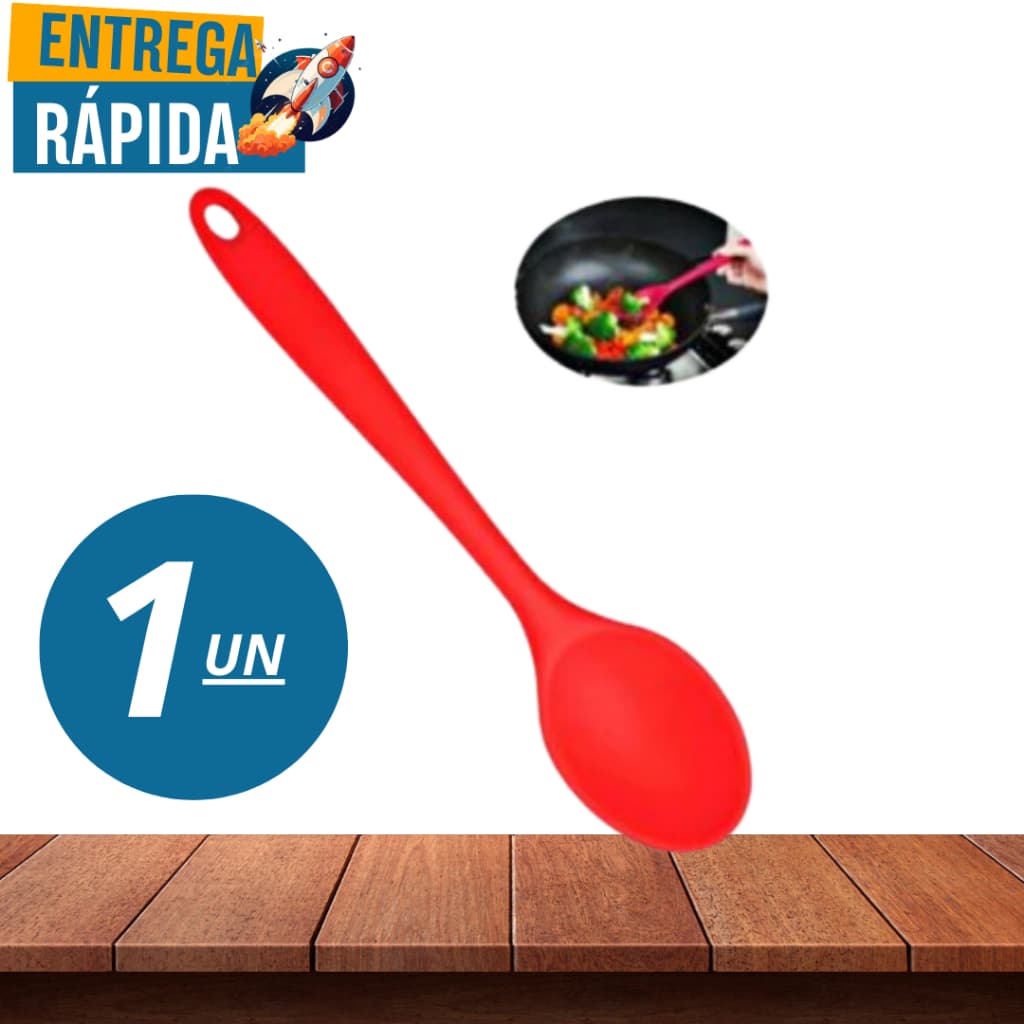 Colher De Silicone Vermelho Grande Durável Material De Segurança Adorável Suporta ate 230º  Artigos De Cozinha Promoção