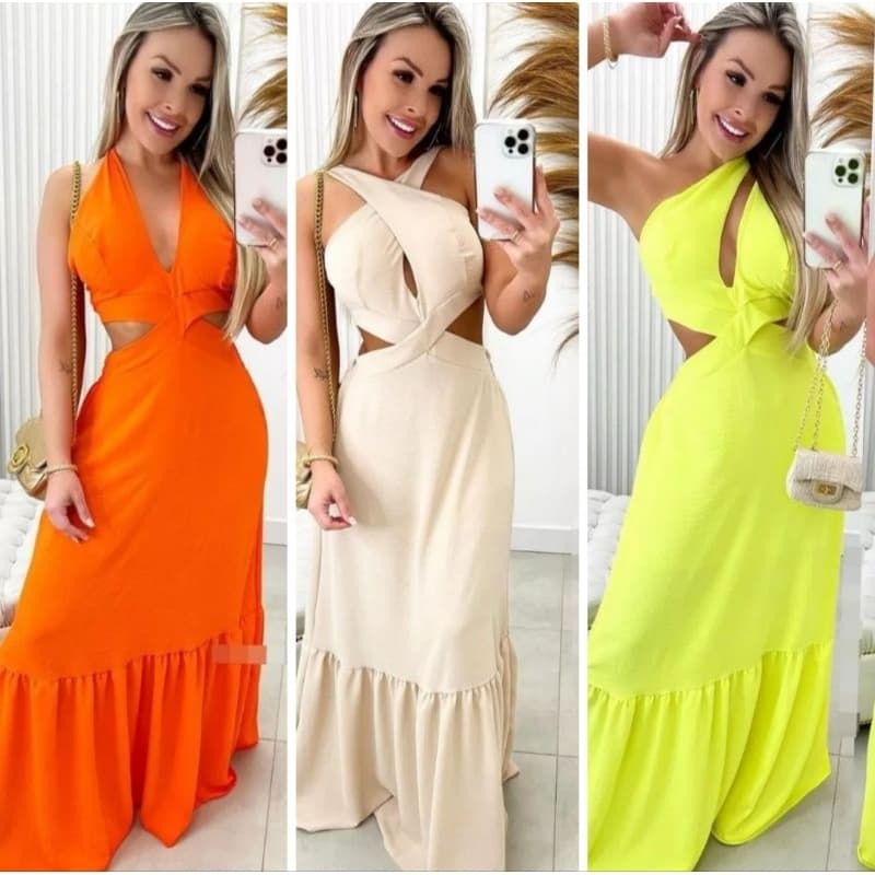 Vestido Cropped Duna Longo Elegante, Moderno e Confortável