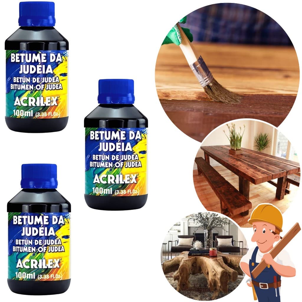 Kit 3 Betume Da Judéia 100ml Efeito Envelhecido Acrilex