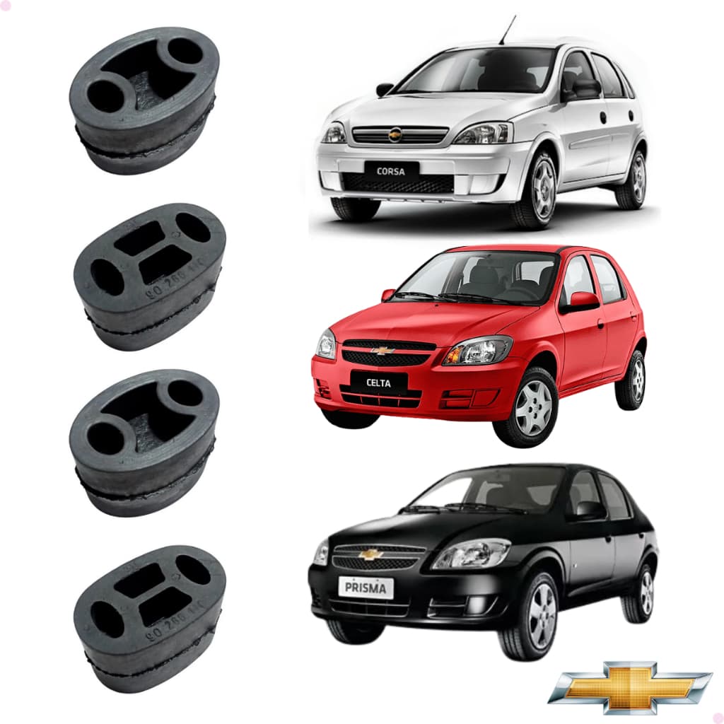 Coxim Escapamento Kit 4 Peças Silencioso Gm Chevrolet Corsa Celta Prisma