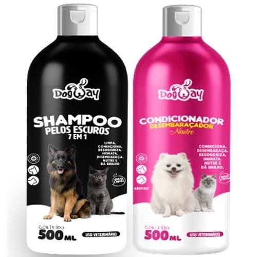 Kit Shampoo Escurecedor 7 Em 1 + Condicionador Desembolador Desembaraçador de Pelos Caes e Gatos