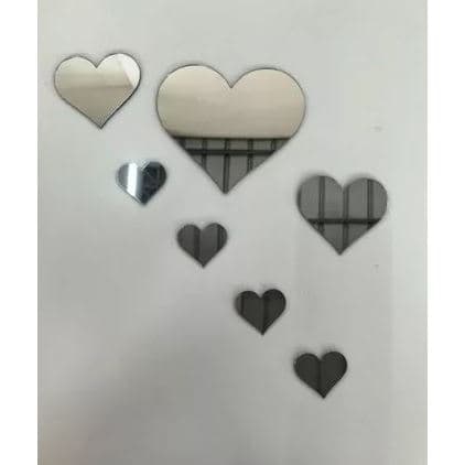Espelho Decorativo Corações Acrílico Sala Quarto 10 Peças