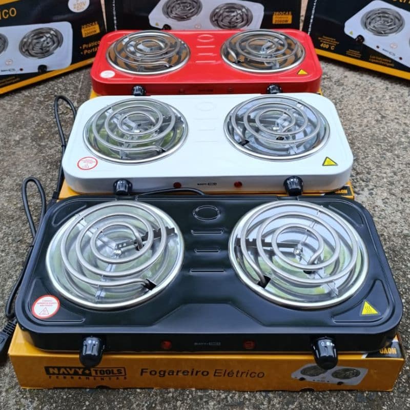 Fogareiro Elétrico 2000W 2 Bocas Fogão Cooktop Portátil Camping Qualquer Panela