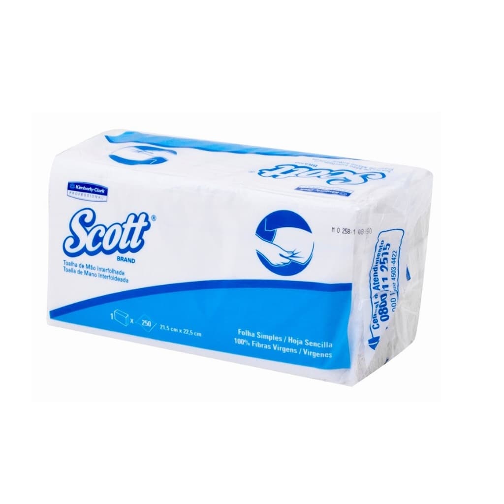 Papel Toalha Scott Interfolhado 250 folhas 21,5x22,5cm