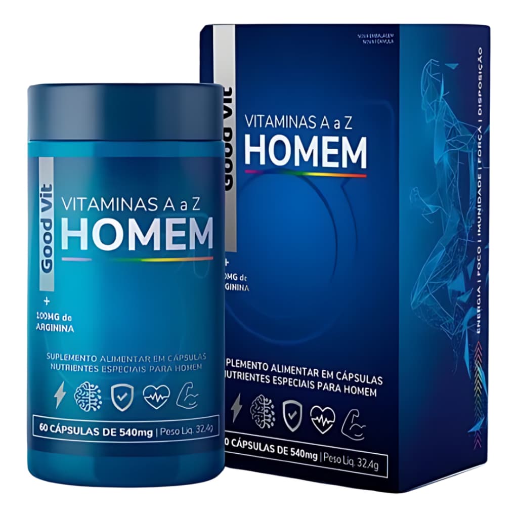 Vitaminas A a Z Homem + Arginina 60 Cápsulas Good Vit
