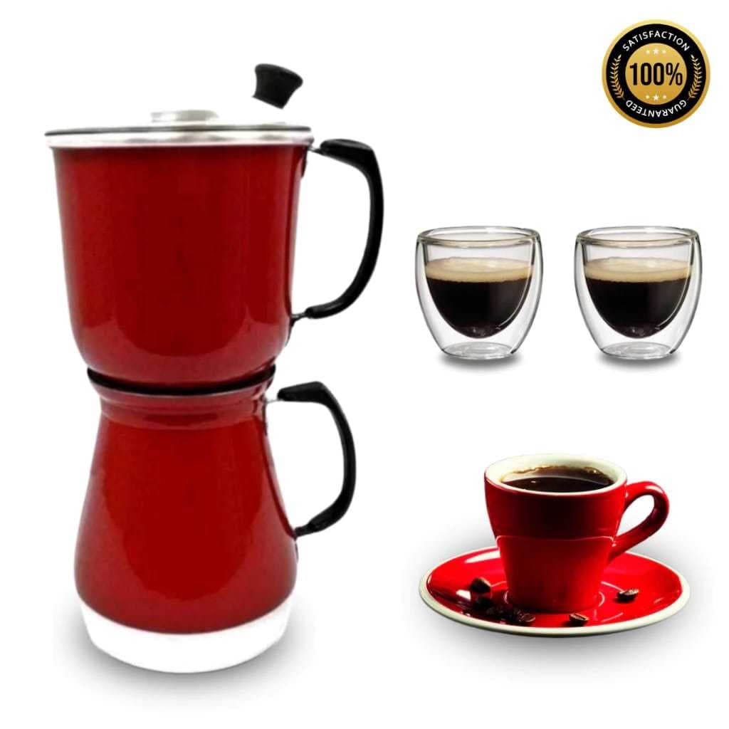 Cafeteira Alumínio Extra Forte Italiana Manual Prática 2 Em 1 Expressa Com Coador Várias Cores