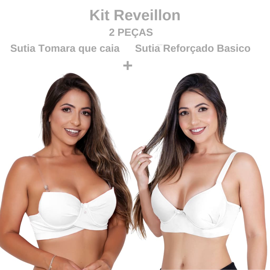 Kit Ano Novo 2 Peças Sutiã Reforçado com Alça Removível Silicone Tomara Que Caia  + Sutiã Básico UP