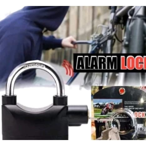 Cadeado Com Alarme Grande Prova De Água Antifurto Moto Bicicleta Portão Casa