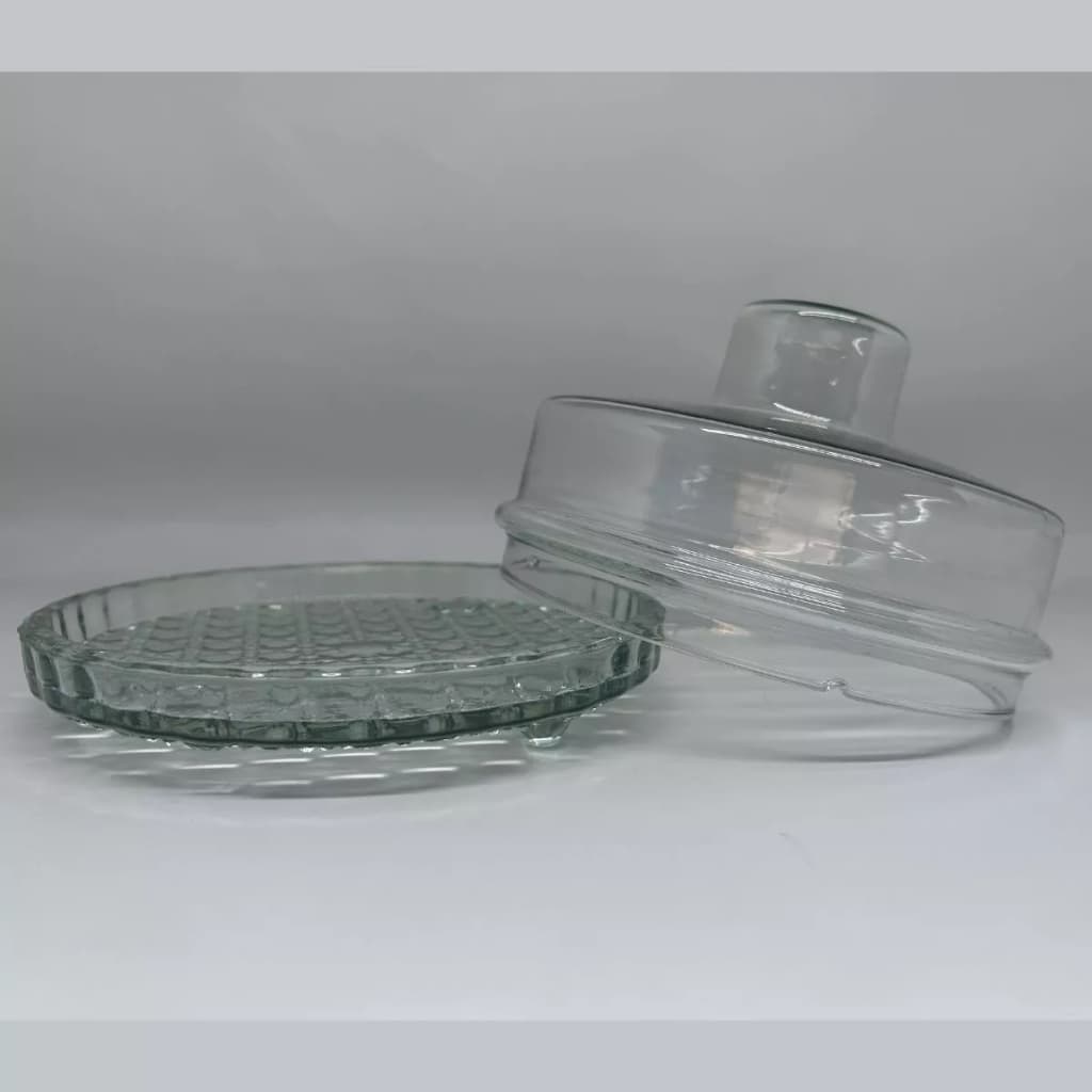 Queijeira Vidro Base Decorada Colonial 20Cm
